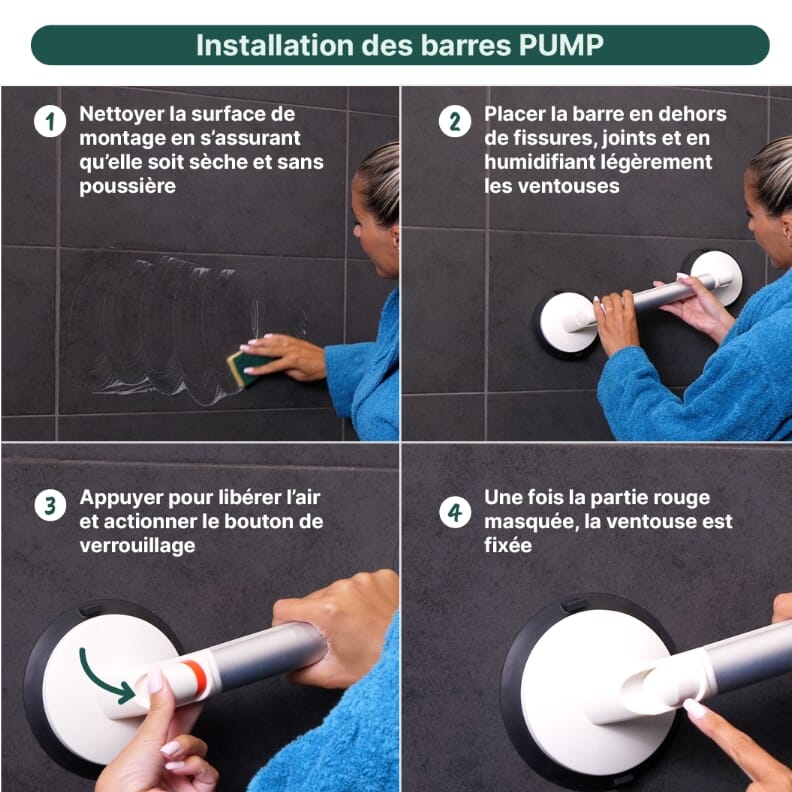 Barre d'appui à ventouses Pump