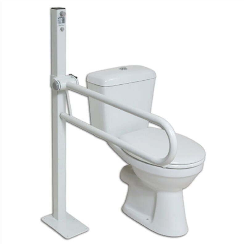 Barre d'appui pour toilettes fixée au sol