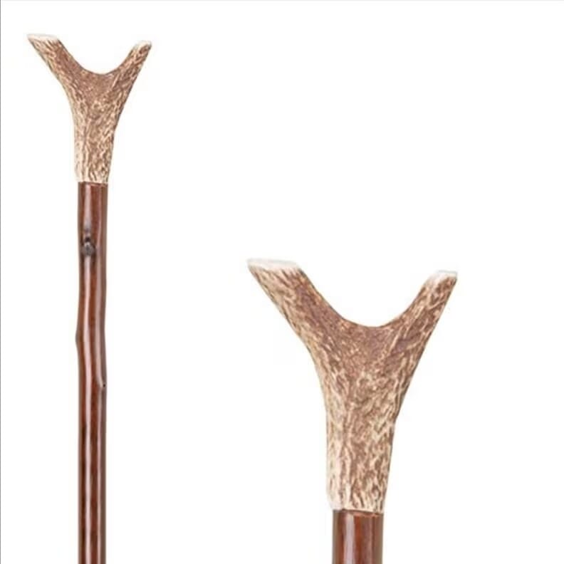 Bâton de marche nordique en bois naturel