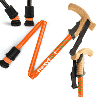 Bâton de marche pliant Flexyfoot avec poignée en liège Orange