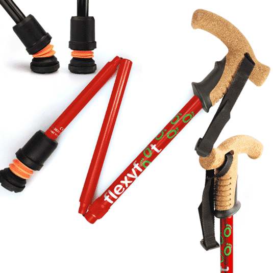 Bâton de marche pliant Flexyfoot avec poignée en liège