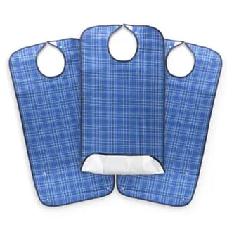 Bavoir imperméable bleu pour adulte Taille L - Lot de 3