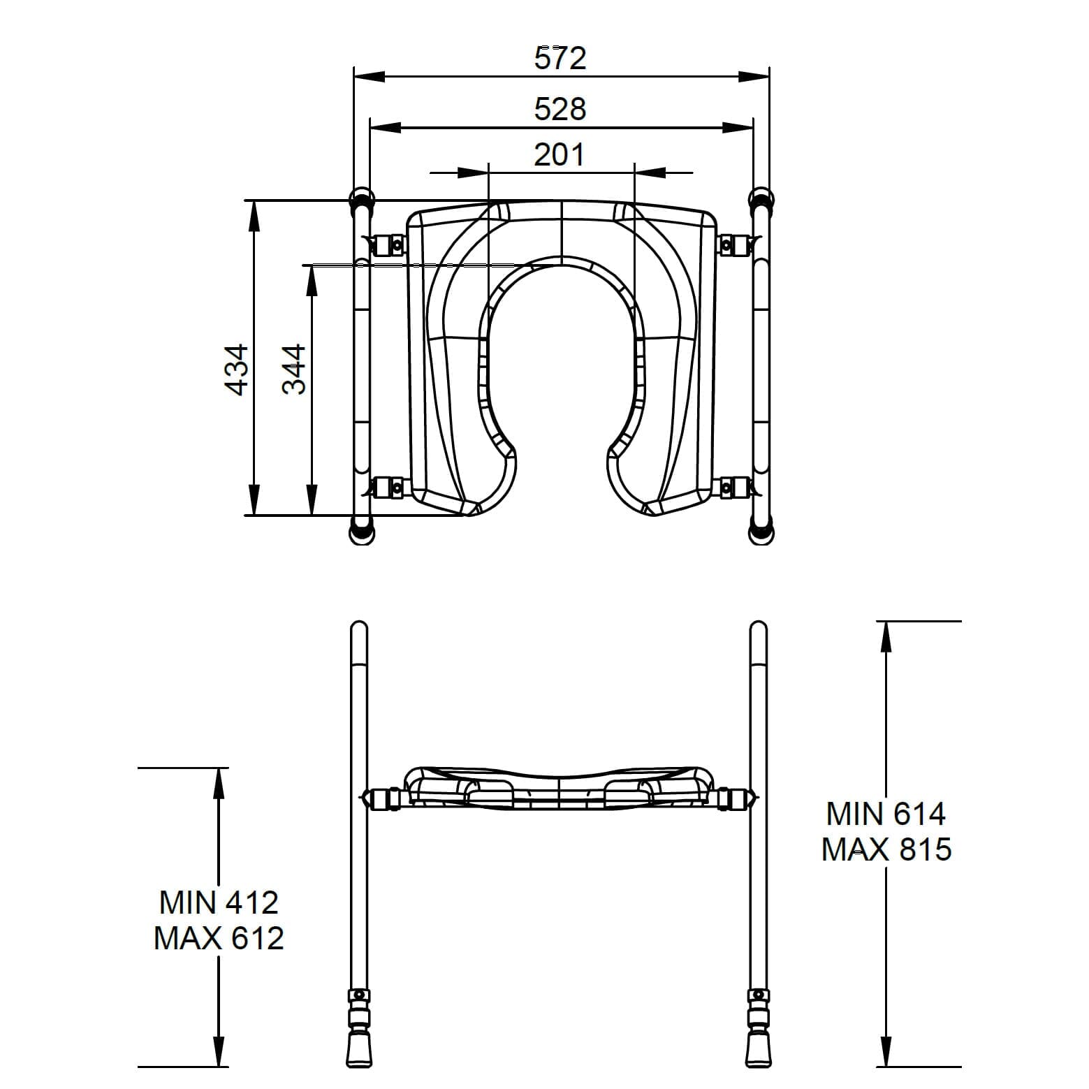 Cadre de toilettes avec siège Prima