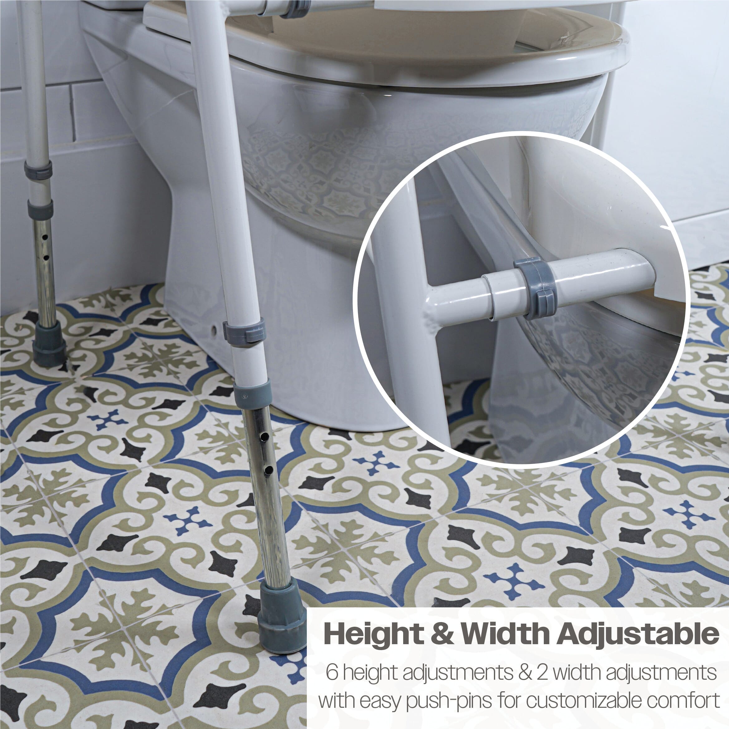 Cadre et rehausseur de toilettes Solo réglable en largeur