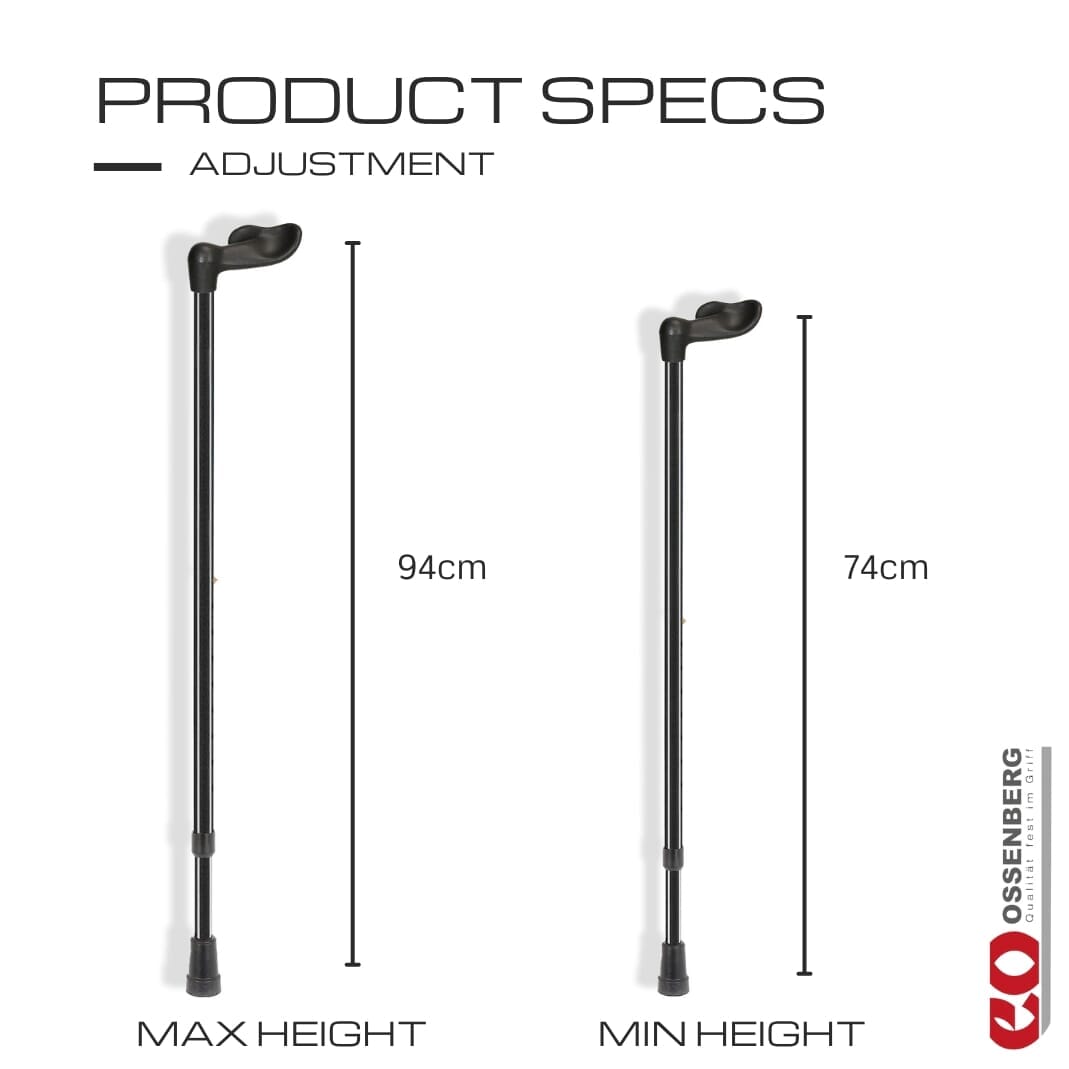 Canne de marche confort Ossenberg à poignée Fischer - Noir