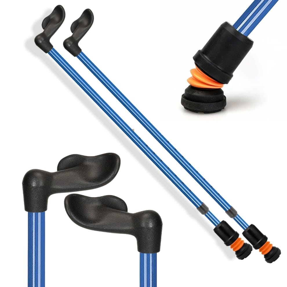 Canne de marche Flexyfoot avec poignée anatomique - Bleu