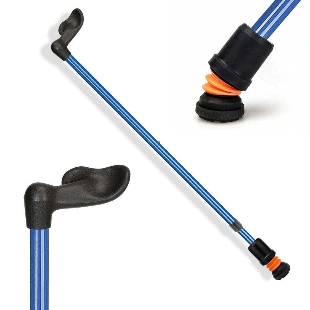 Canne de marche Flexyfoot avec poignée anatomique - Bleu