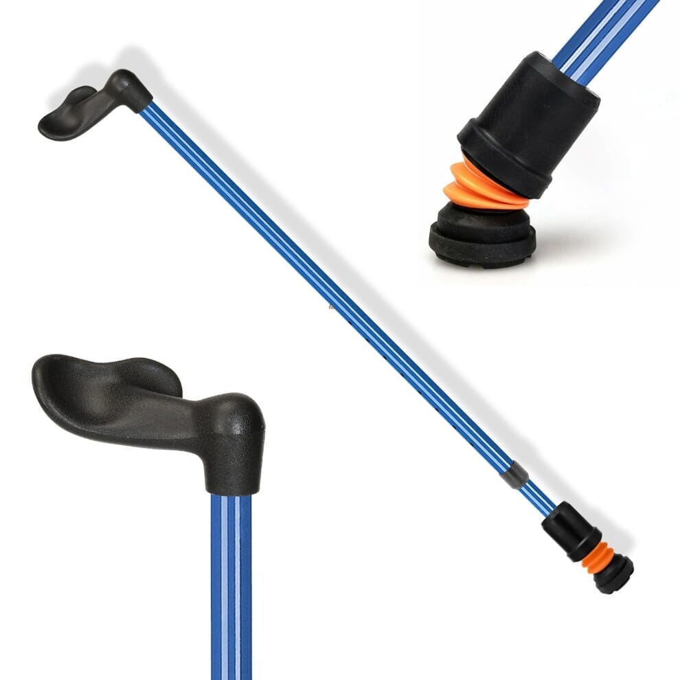 Canne de marche Flexyfoot avec poignée anatomique - Bleu