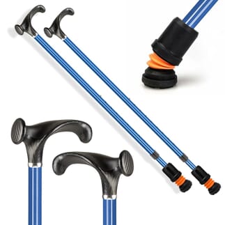 Canne de marche Flexyfoot avec poignée Arthritic Grip - Bleu Paire