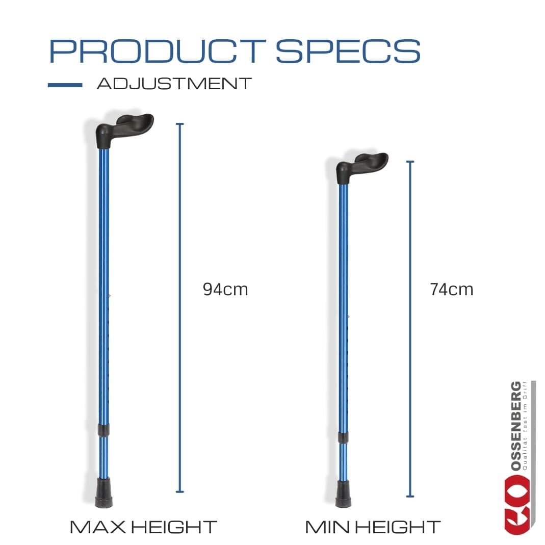 Canne de marche Ossenberg Comfort avec poignée Fischer - Bleu