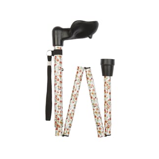 Canne de marche pliable avec poignée anatomique Motif coquelicots - Main droite
