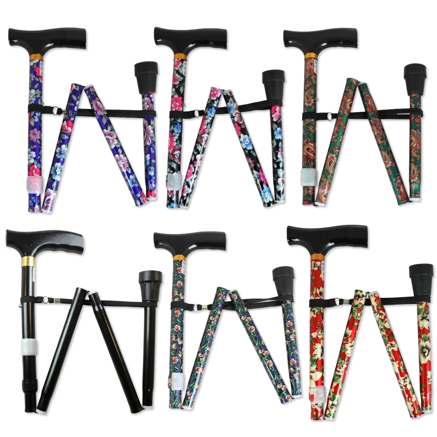 canne de marche pliante à poignée en T