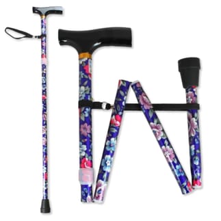 canne de marche pliante à poignée en T Floral bleu
