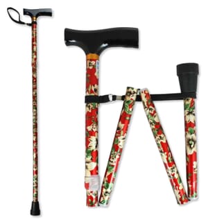 canne de marche pliante Ã  poignÃ©e en T Floral rouge