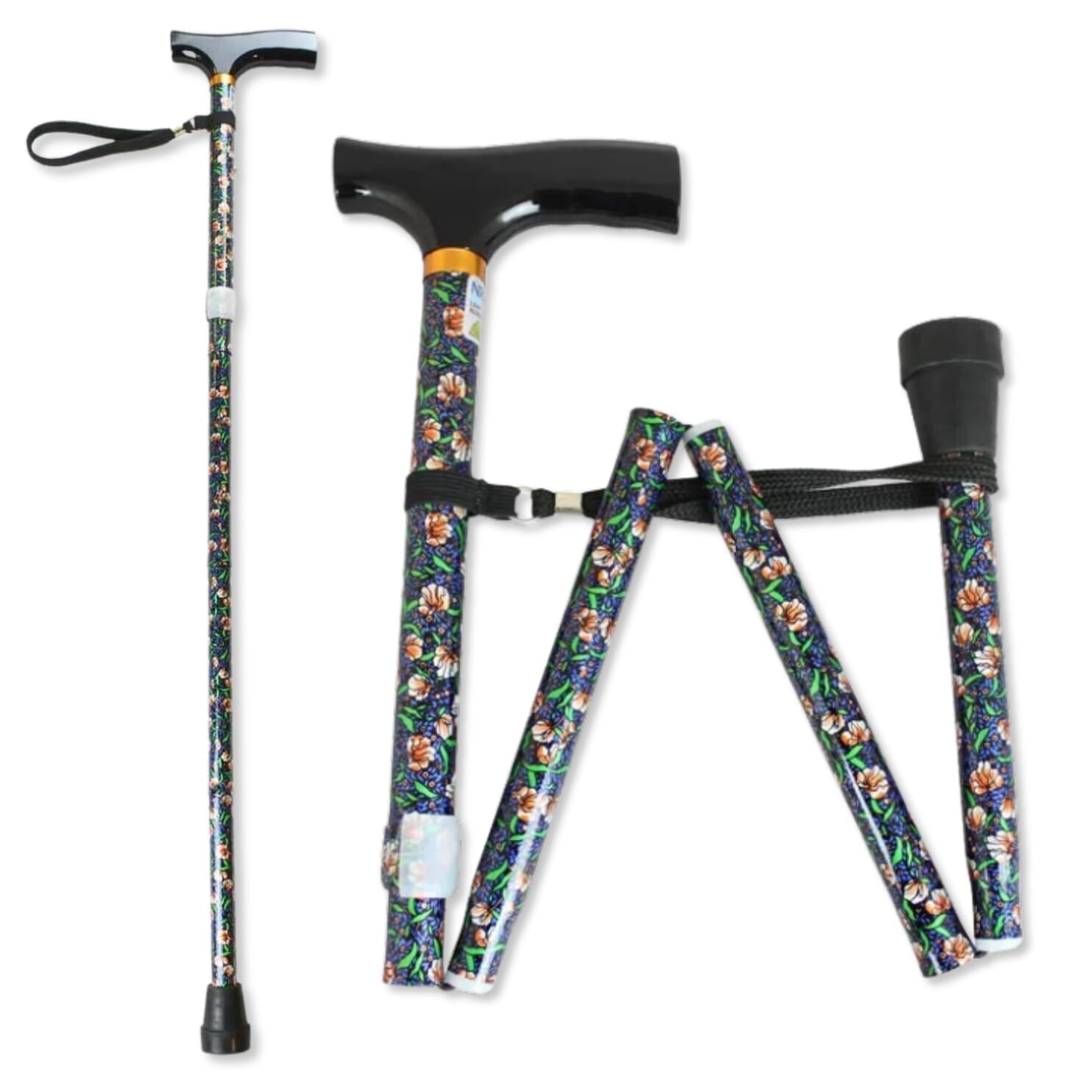 canne de marche pliante à poignée en T