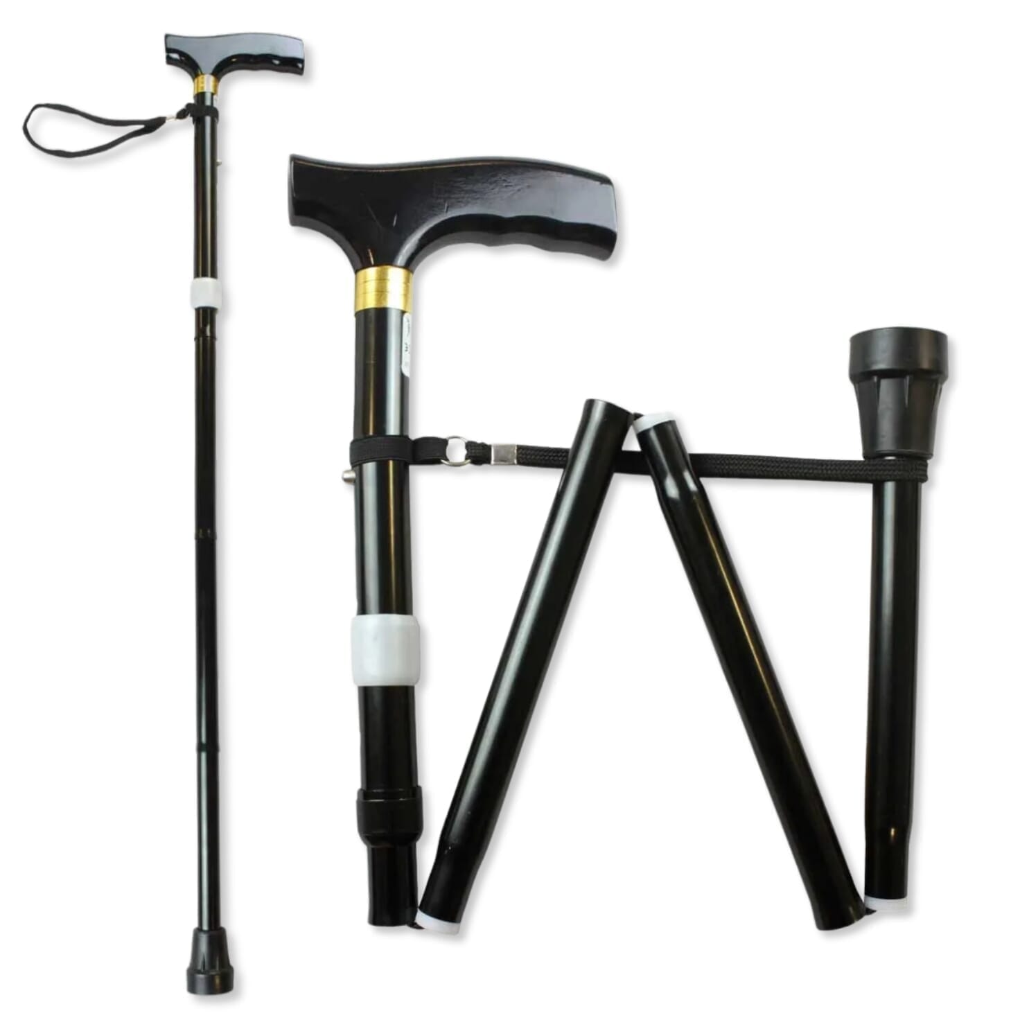 canne de marche pliante à poignée en T