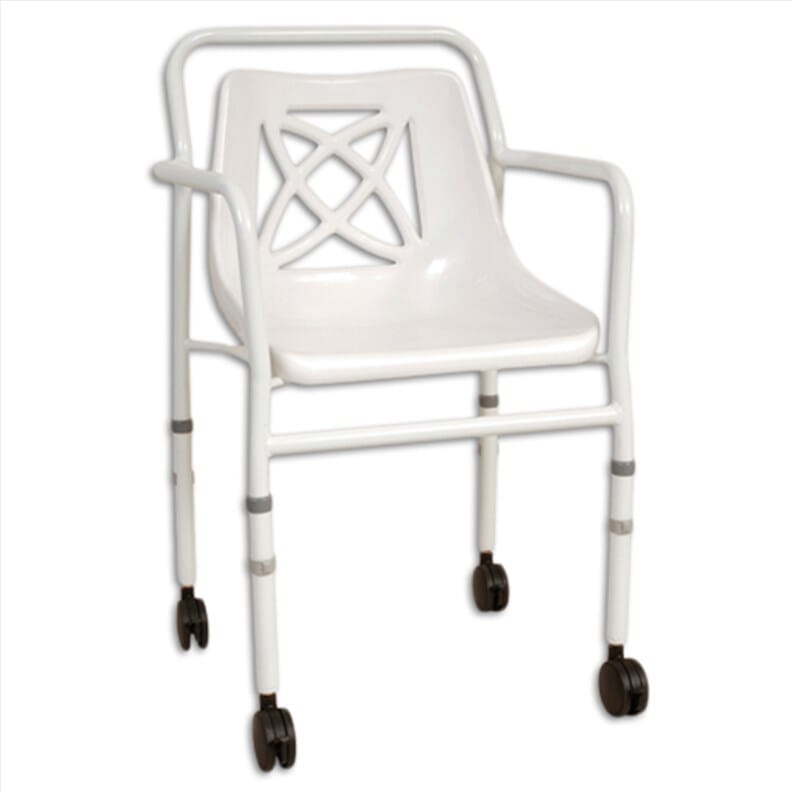 Chaise de douche à hauteur ajustable économique avec roues