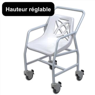Chaise de douche à roulettes Harrogate - hauteur réglable