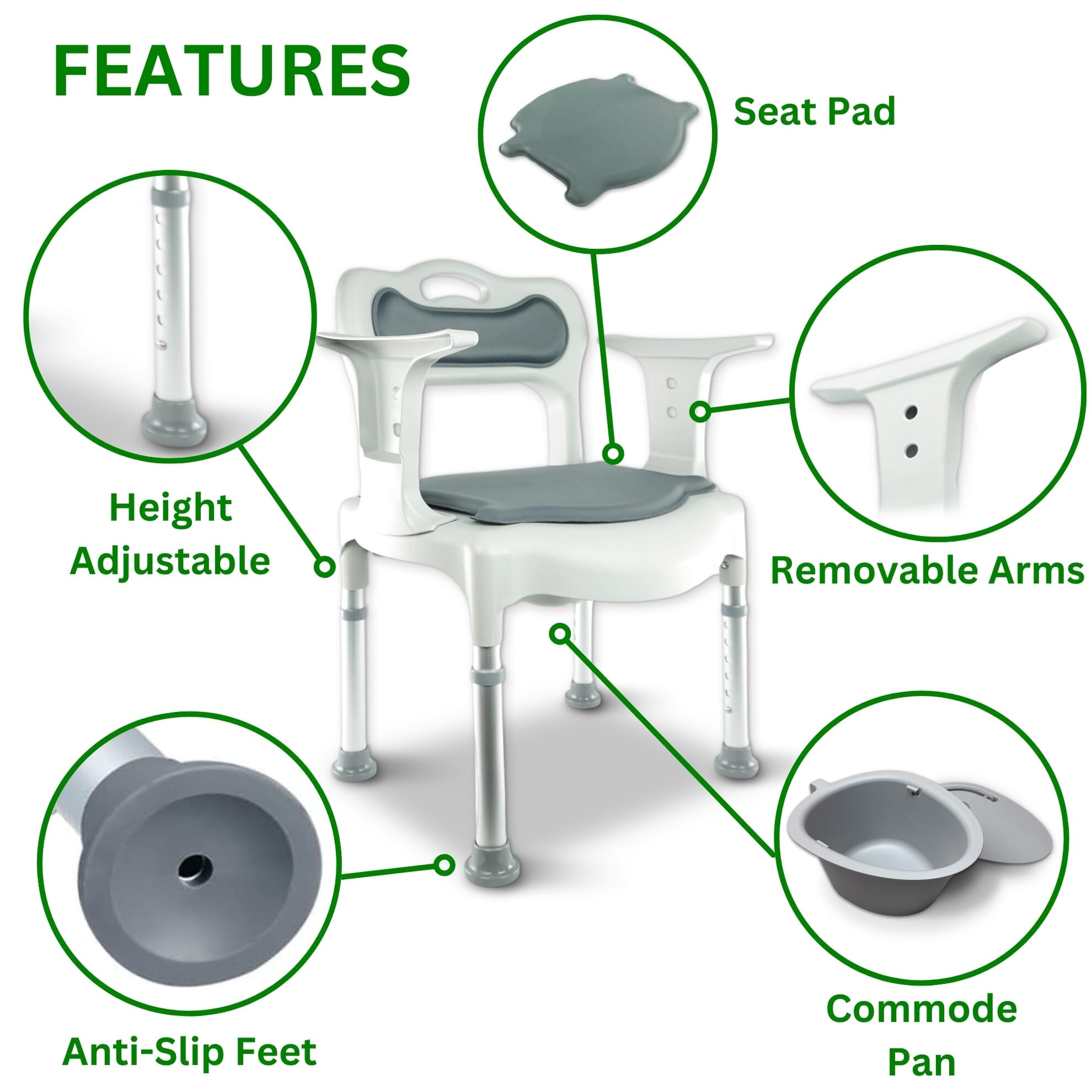 Chaise de douche et de toilette Aquarius