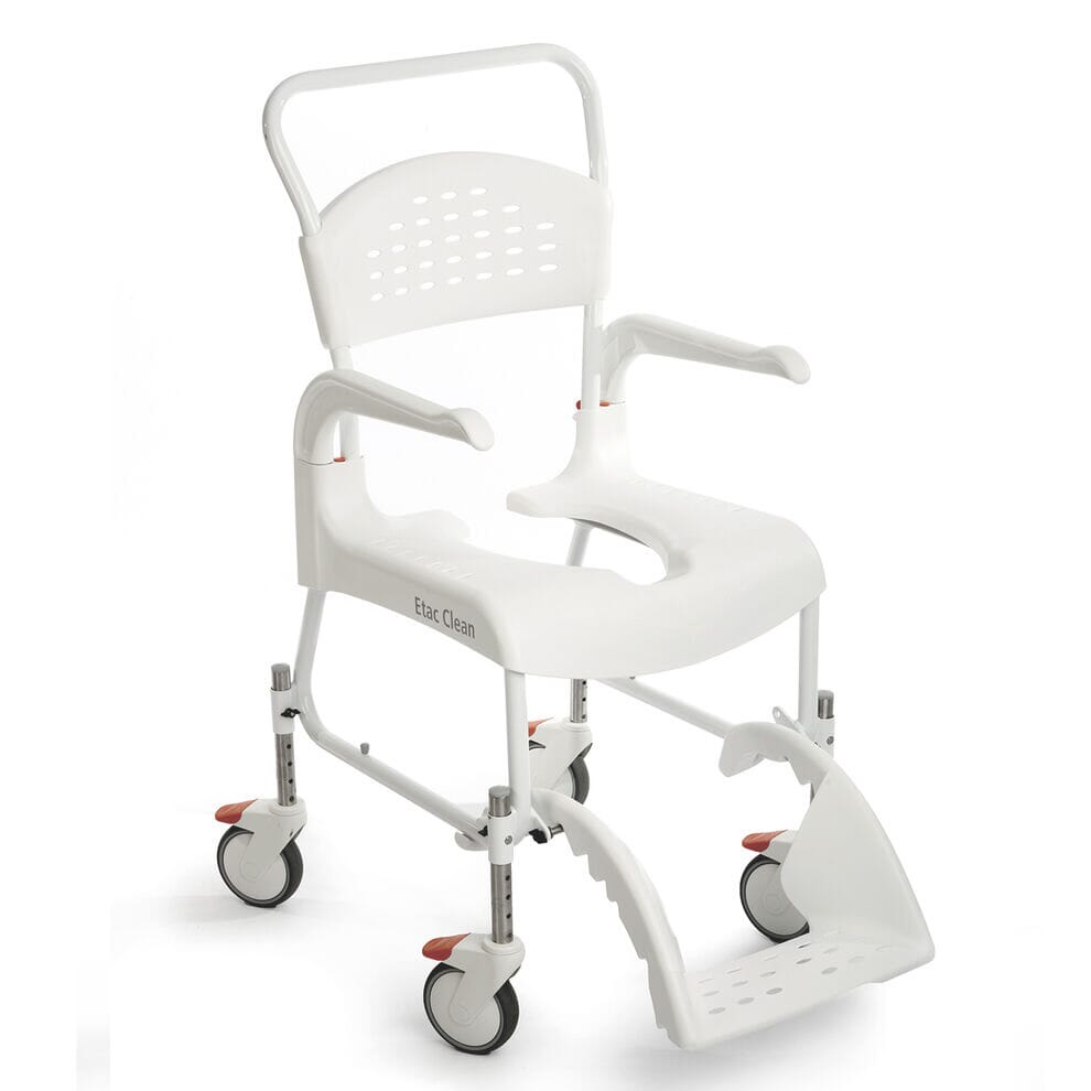 Chaise de douche et de toilettes Etac Clean blanche - Hauteur ajustable