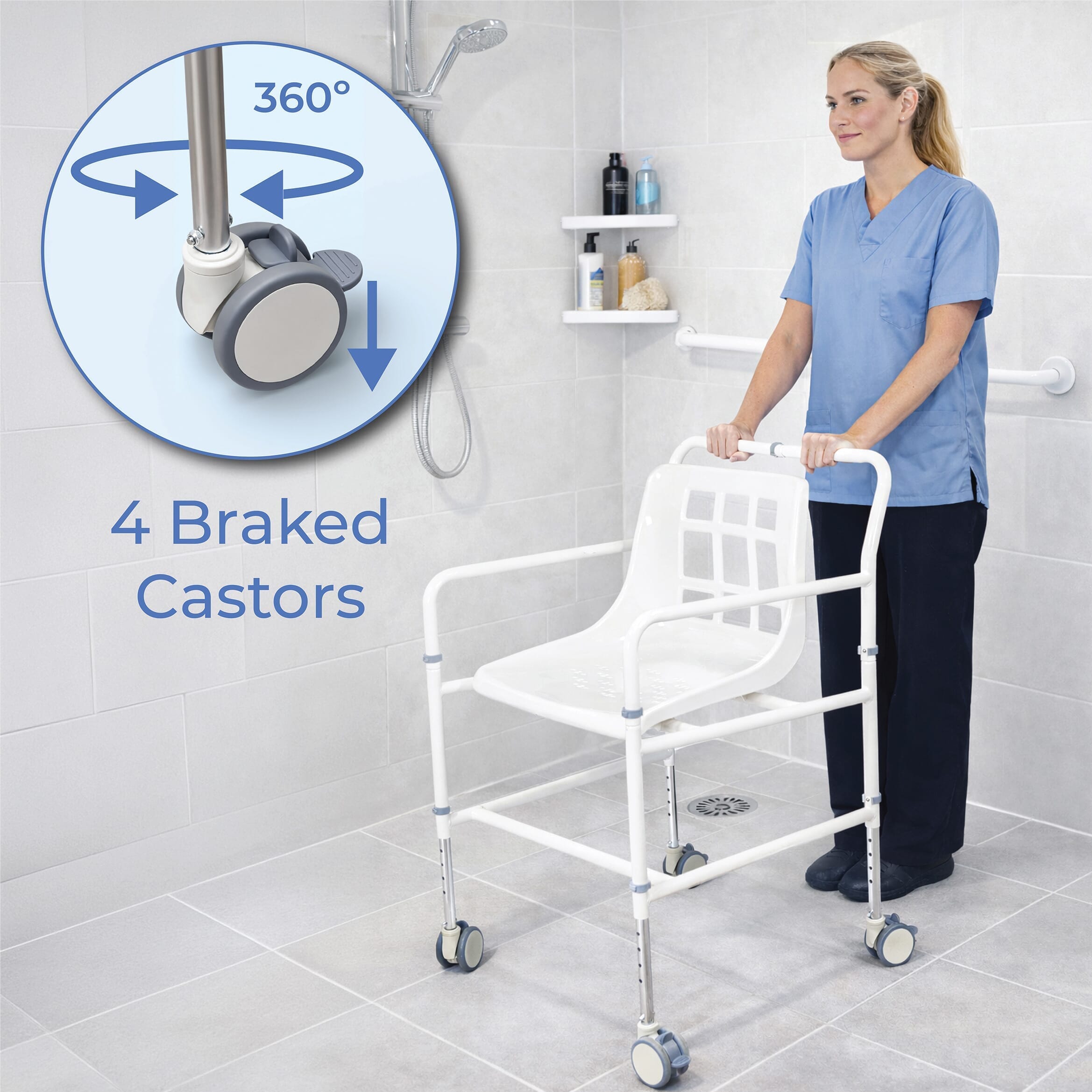 Chaise de douche mobile en aluminium