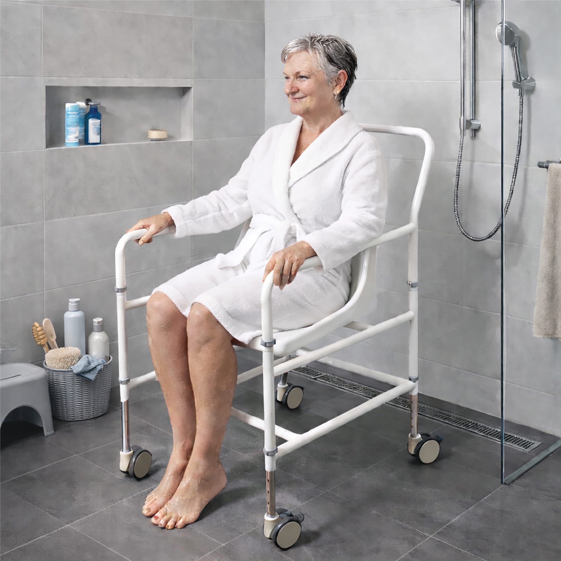 Chaise de douche mobile en aluminium