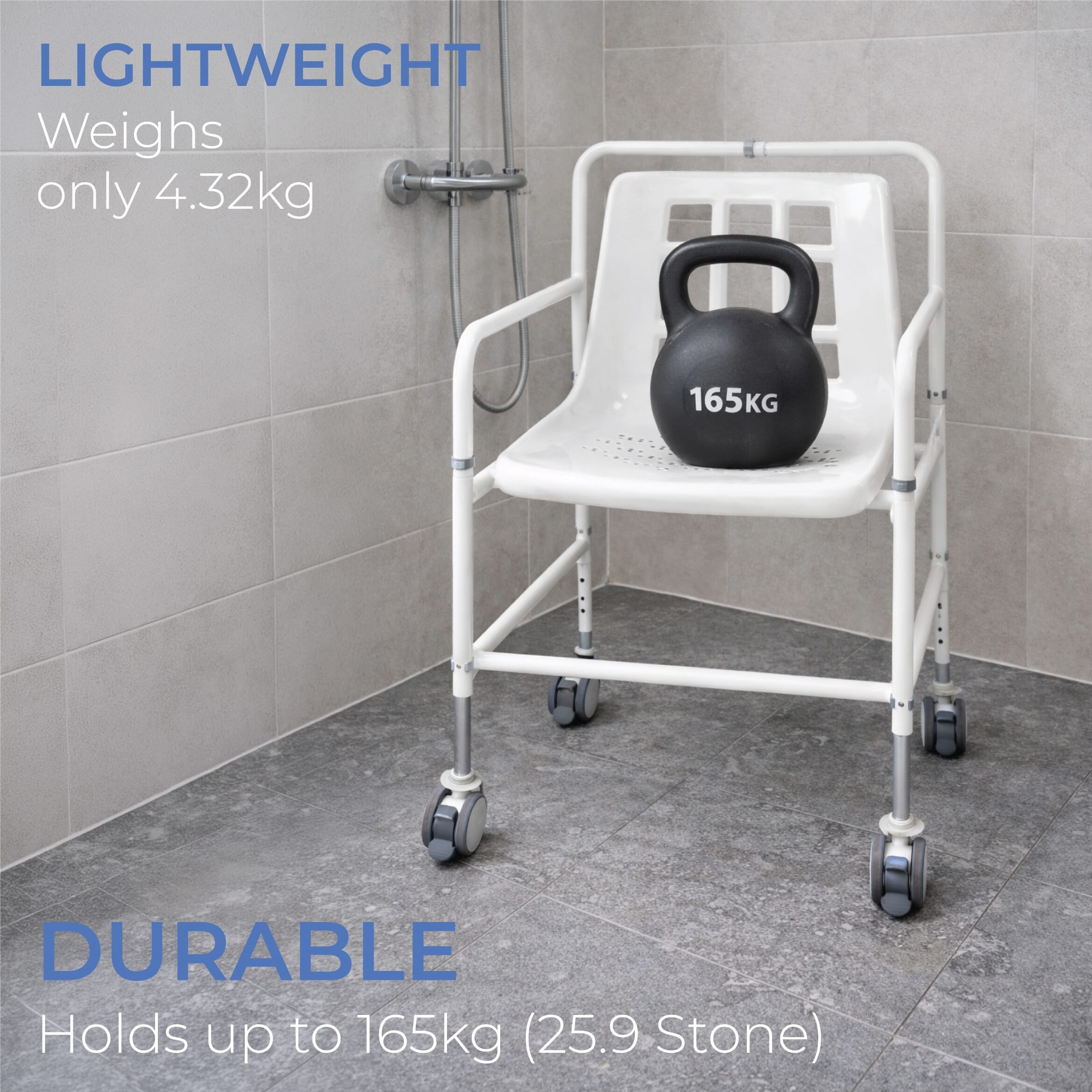 Chaise de douche mobile en aluminium