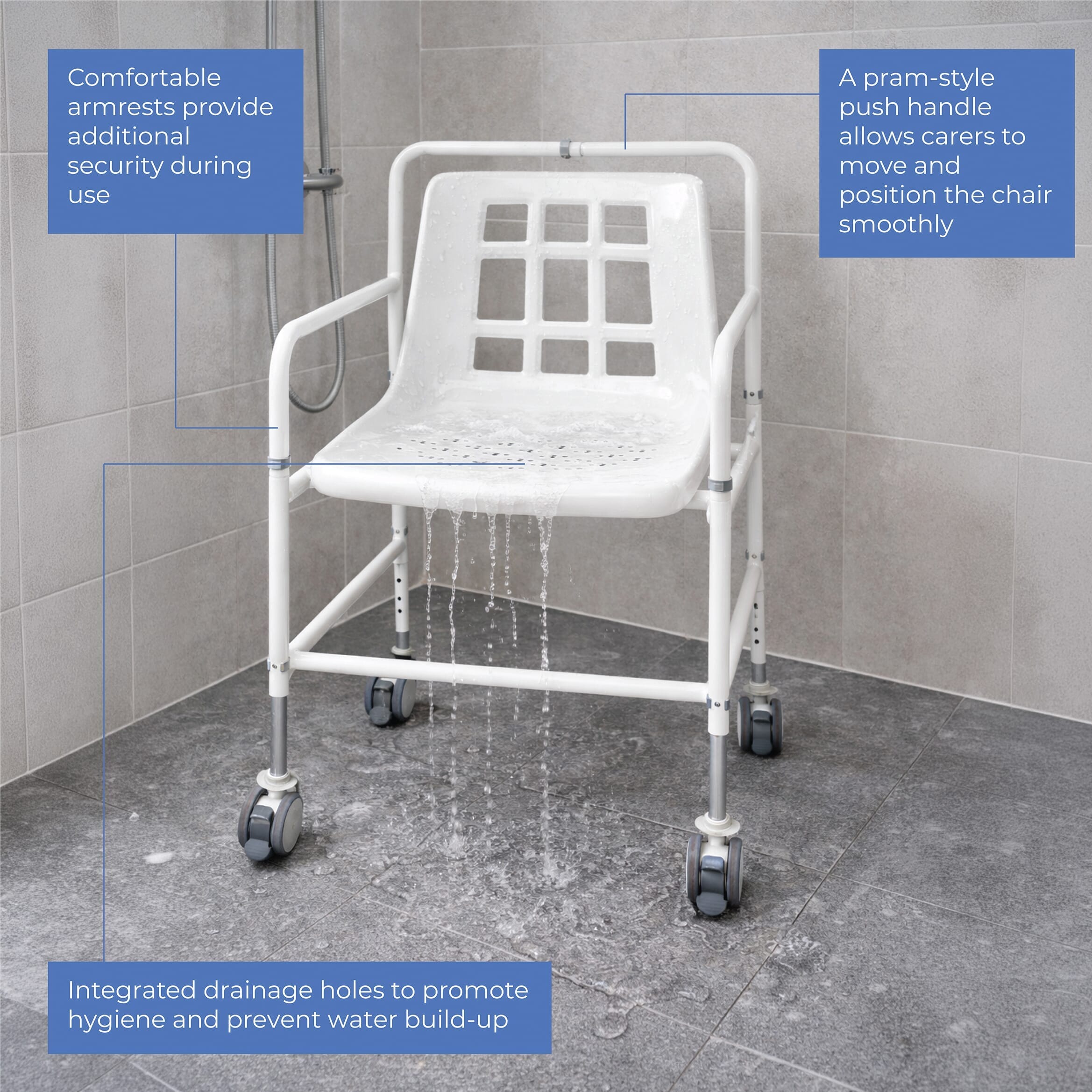 Chaise de douche mobile en aluminium