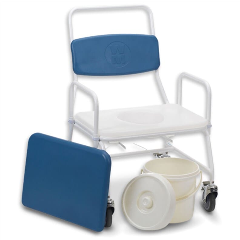 Chaise percée bariatrique à roulettes