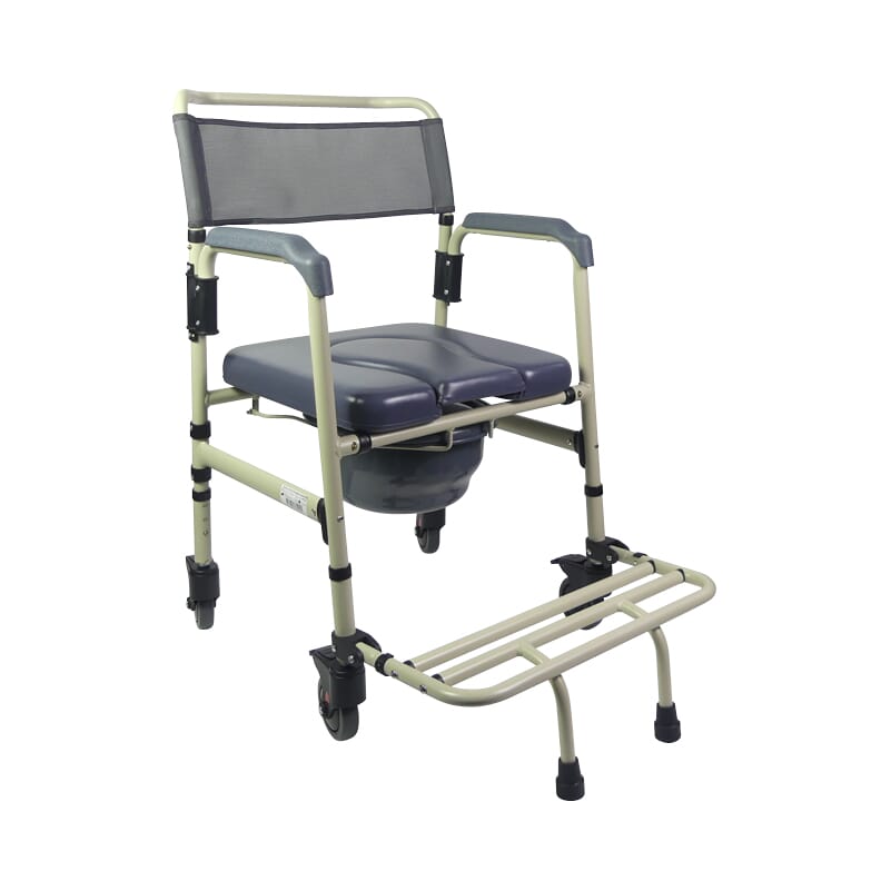 Chaise percée réglable avec roues