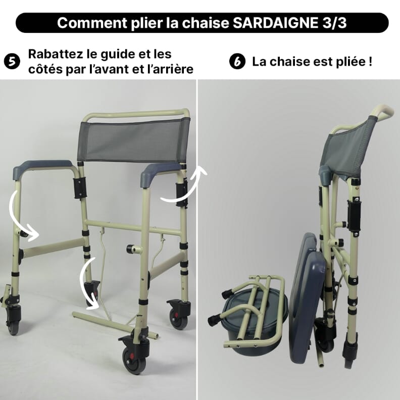 Chaise percée réglable avec roues