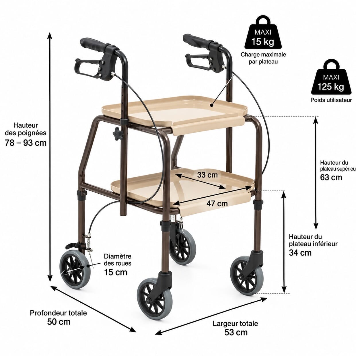 Chariot de cuisine et déambulateur combinés