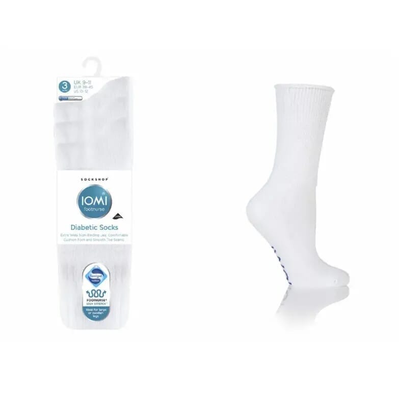 View Lot de 3 de paires de chaussettes pour diabétiques avec semelle rembourrée Taille 4346 Blanc information