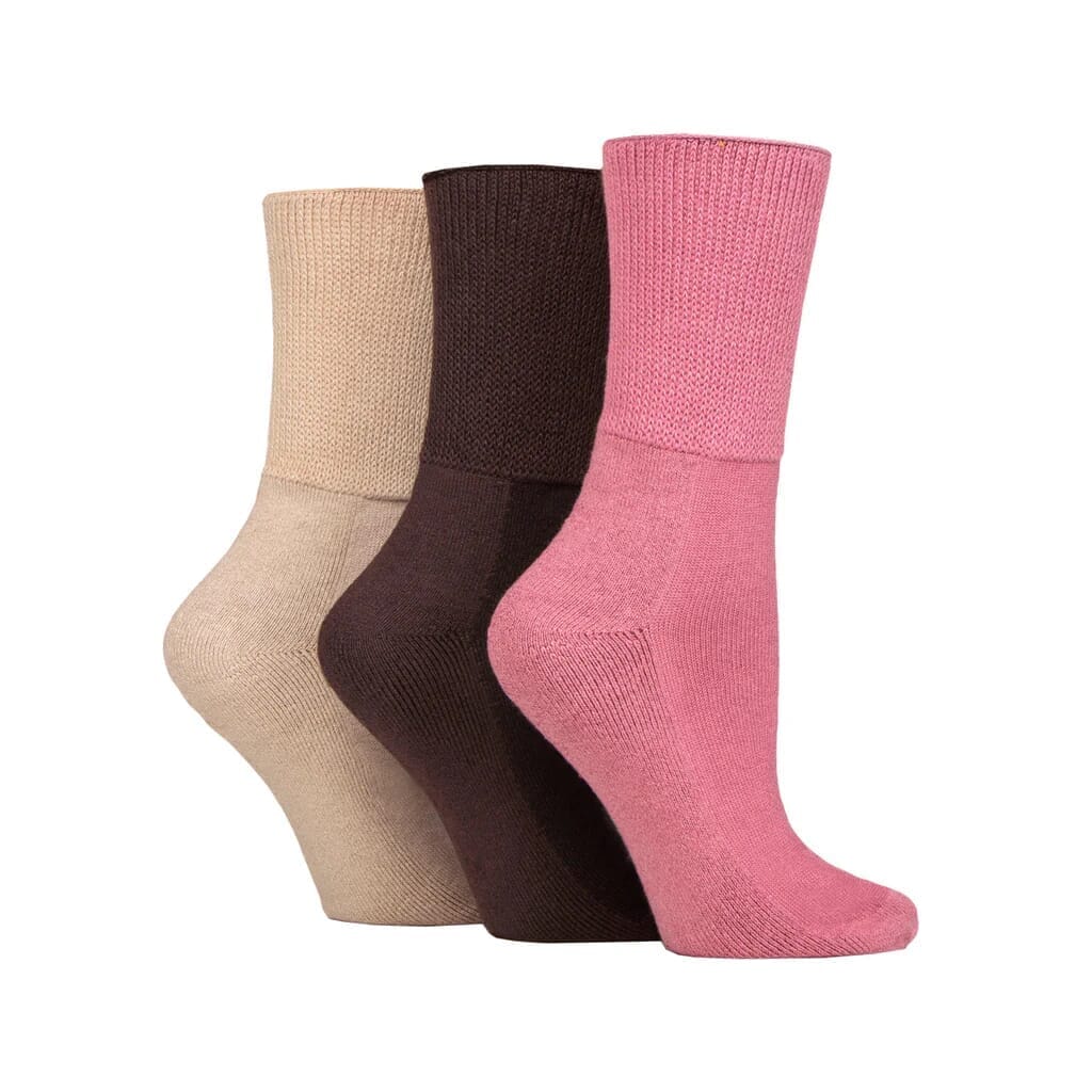 View Lot de 3 paires de chaussettes en bambou pour diabétiques Taille 3742 Rose foncé information