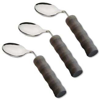 Cuillère coudée légère avec manche en mousse Pour main droite - Lot de 3