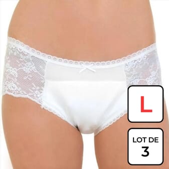 Culotte en dentelle - incontinence - Blanc - L - Lot de 3