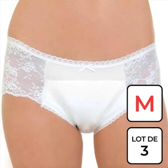 Culotte en dentelle - incontinence - Blanc - M - Lot de 3