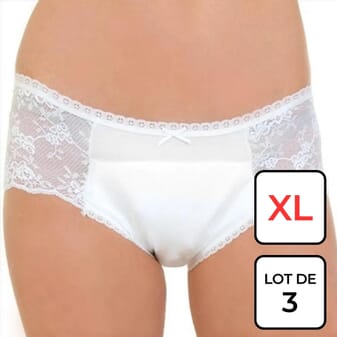 Culotte en dentelle - incontinence - Blanc - XL - Lot de 3