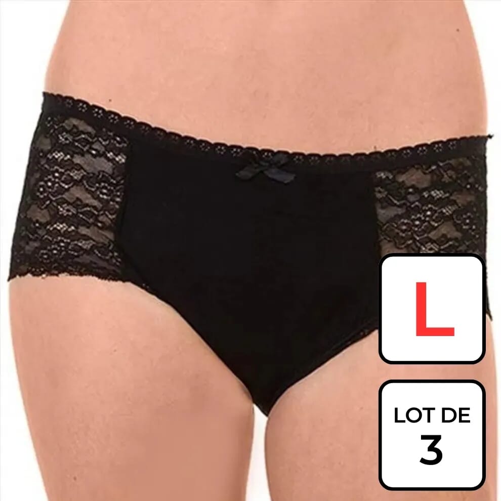 Culotte en dentelle - incontinence - Noir