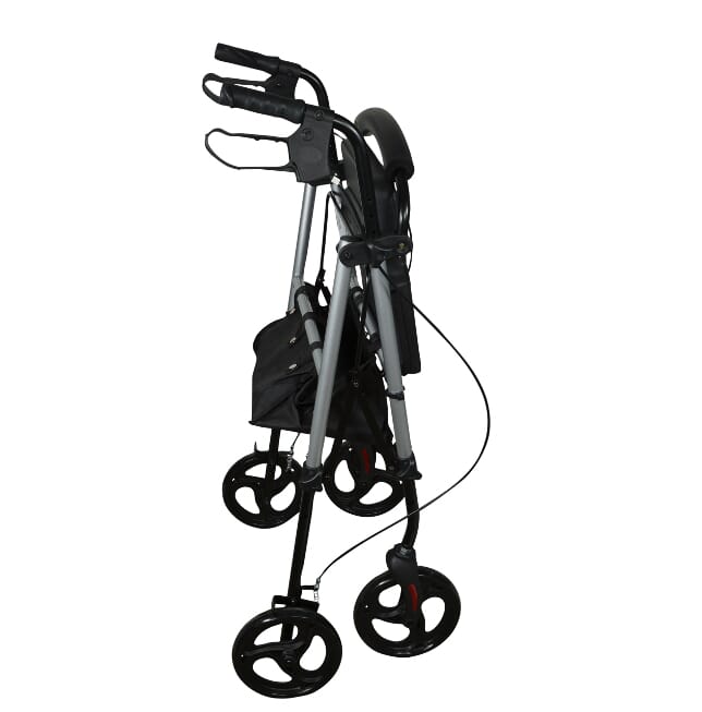 Déambulateur 4 roues compact et léger avec sac - Argenté