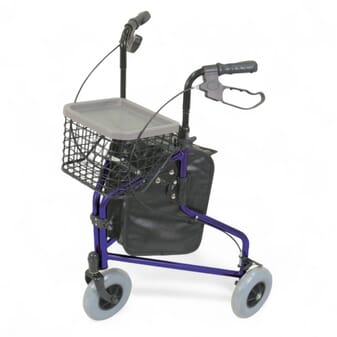 Déambulateur léger à 3 roues avec sac et panier