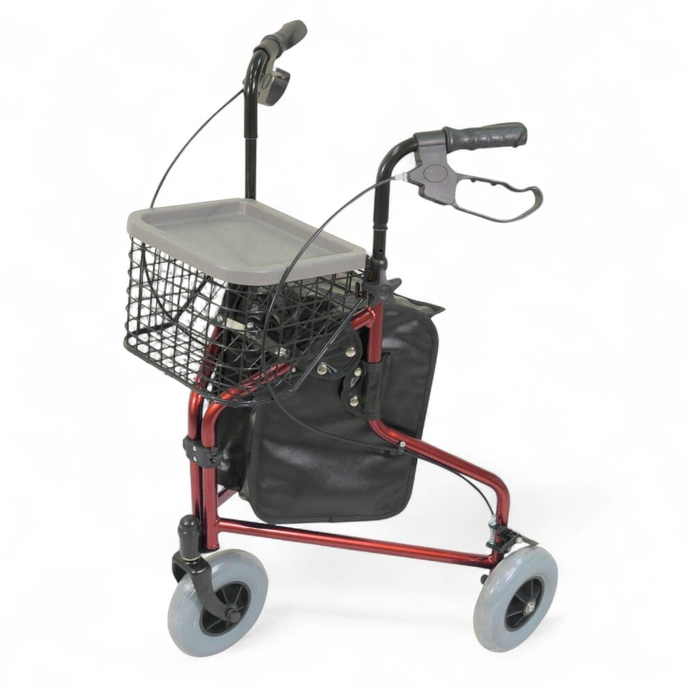 Déambulateur léger à 3 roues avec sac et panier