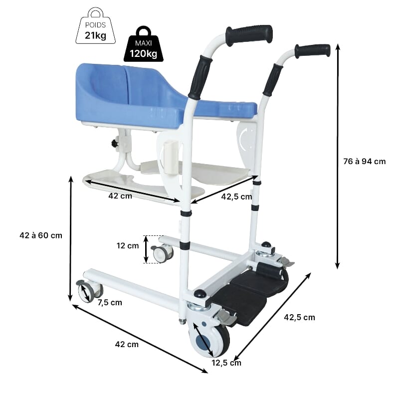 Fauteuil de transfert vers WC et douche