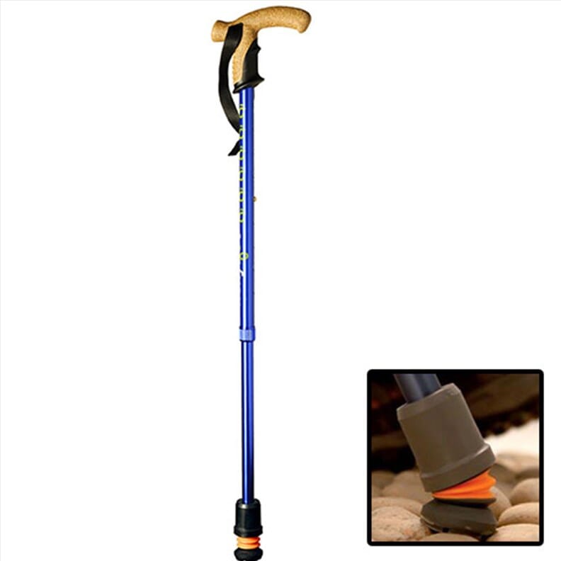 Canne de marche Flexyfoot avec poignée liège - bleu