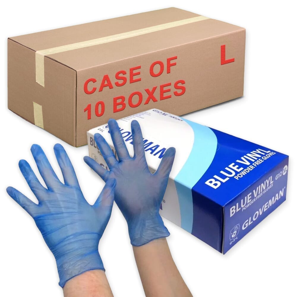 View Gants en vinyle bleu Taille L Caisse de 10 boîtes information