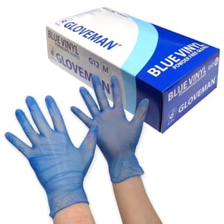 Gants en vinyle bleu Taille M - BoÃ®te de 100