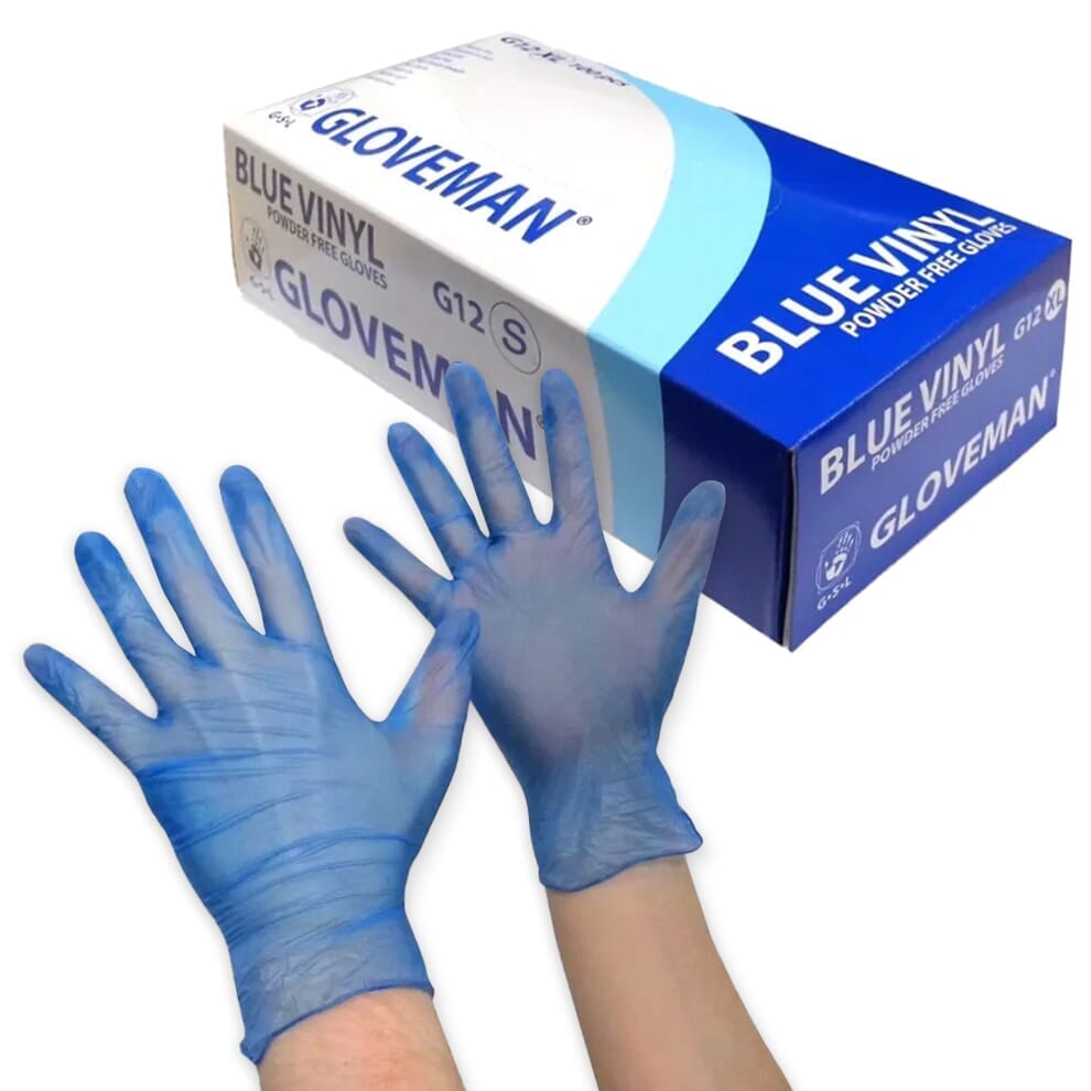 Gants en vinyle bleu