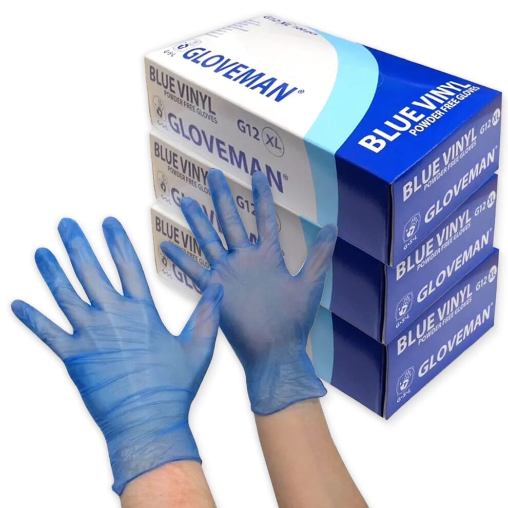 Gants en vinyle bleu
