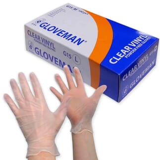 Gants en vinyle non poudrÃ©s Taille L - BoÃ®te de 100