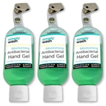 Gel antibactérien pour les mains – bouteille 50 ml avec clip - Lot de 3